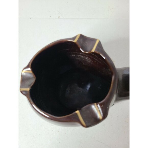 Vintage Napcoware Ceramic Art Pottery Brown Pipe Shaped Ashtray Hand Painted - Picture 3 of 10